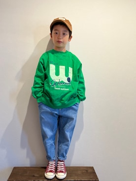 「ワークキャップ」｜「アイテム（帽子）」を使った、tiinさん（キッズ・122cm）の冬コーディネート