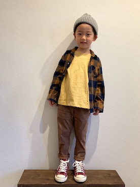 「H&M（エイチ・アンド・エム）のアイテム（シャツ/ブラウス）」を使った、tiinさん（キッズ・110cm）の冬コーディネート