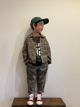 「アイテム（シャツ/ブラウス、ブラウン系）」を使った、tiinさん（キッズ・110cm）の春コーディネート