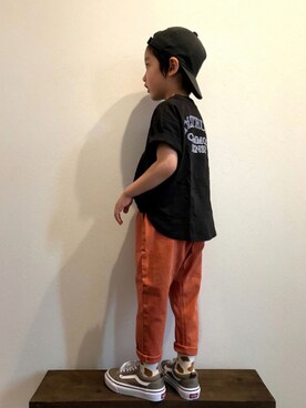 「apres les cours（アプレレクール）のアイテム（キャップ）」を使った、tiinさん（キッズ・100cm）の夏コーディネート