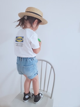 「アイテム（ハット、ホワイト系）」を使った、miiiiiri*さん（キッズ・90cm）の夏コーディネート