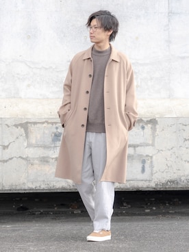 「green label relaxing（グリーンレーベルリラクシング）のアイテム（ステンカラーコート）」を使った、Ryu--taさん（メンズ・183cm）の冬コーディネート