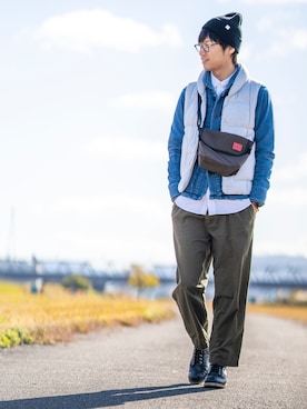 「INHERIT（インヘリット）のアイテム（パンツ）」を使った、Ryu--taさん（メンズ・183cm）の秋コーディネート