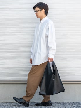 「MONKEY TIME（モンキータイム）のアイテム（スラックス）」を使った、Ryu--taさん（メンズ・183cm）の秋コーディネート