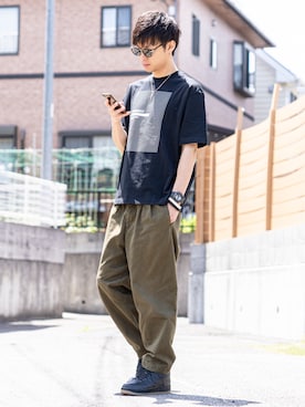 「INHERIT（インヘリット）のアイテム（パンツ）」を使った、Ryu--taさん（メンズ・183cm）の夏コーディネート