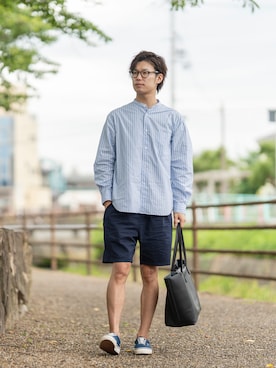 「アイテム（スニーカー、ブルー系）」を使った、Ryu--taさん（メンズ・183cm）の夏コーディネート