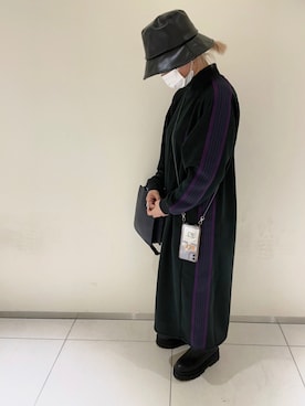 「レザーハット」｜ミミさん（レディース・153cm）の冬コーディネート