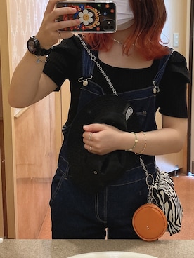 「tiptop（ティップトップ）のアイテム（オールインワン・サロペット）」を使った、umeさん（レディース・158cm）の秋コーディネート