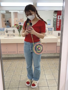 「ビーズバッグ」｜「アイテム（サンダル）」を使った、umeさん（レディース・158cm）の夏コーディネート