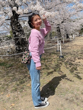「アイテム（ハンチング/ベレー帽）」を使った、umeさん（レディース・158cm）の春コーディネート