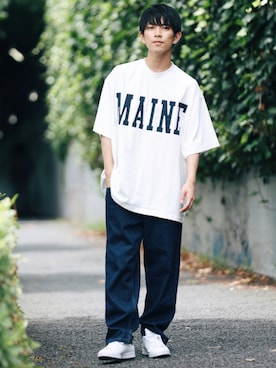 「ACE SHOP（エースショップ）のアイテム」を使った、斉藤慎也さん（メンズ・170cm）の夏コーディネート