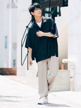 「JINS（ジンズ）のアイテム」を使った、斉藤慎也さん（メンズ・170cm）の夏コーディネート
