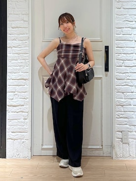 「着痩せ」｜「アイテム（スラックス）」を使った、kasumiさん（レディース・159cm）の夏コーディネート