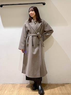 「着痩せ」｜「アイテム（トレンチコート）」を使った、kasumiさん（レディース・159cm）の冬コーディネート
