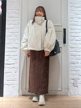 「テーマパーク」｜「アイテム（その他アウター）」を使った、kasumiさん（レディース・159cm）の冬コーディネート