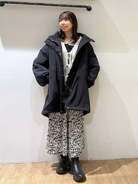「着痩せ」｜「アイテム（ダウンジャケット/コート）」を使った、kasumiさん（レディース・159cm）の冬コーディネート