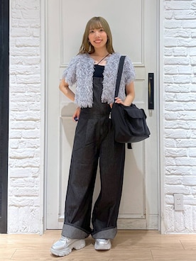 「テーマパーク」｜「アイテム（サロペット/オーバーオール）」を使った、kasumiさん（レディース・159cm）の夏コーディネート