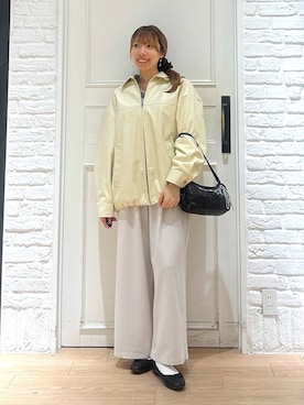 「着痩せ」｜「アイテム（ブルゾン）」を使った、kasumiさん（レディース・159cm）の春コーディネート