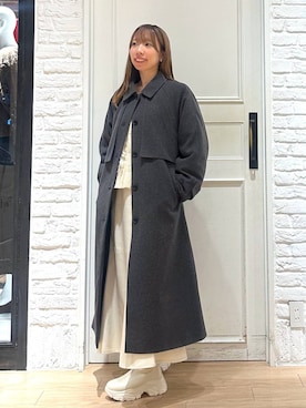「テーマパーク」｜「アイテム（ステンカラーコート）」を使った、kasumiさん（レディース・159cm）の冬コーディネート