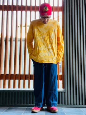 「Mitchell&Ness（ミッチェル&ネス）のアイテム（帽子）」を使った、日々山さん（メンズ・170cm）の秋コーディネート