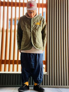 「ノーカラー」｜「アイテム（帽子）」を使った、日々山さん（メンズ・170cm）の冬コーディネート