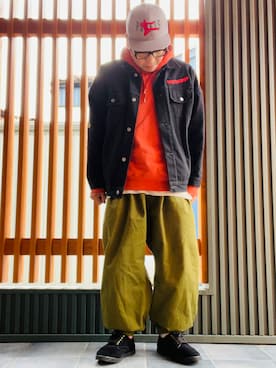 「PUNK DRUNKERS（パンクドランカーズ）のアイテム（ジャケット/アウター）」を使った、日々山さん（メンズ・170cm）の冬コーディネート