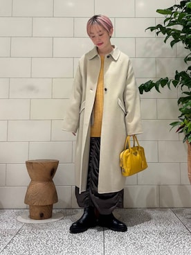 「冬の差し色コーデ」｜MINAMIさん（レディース・158cm）の冬コーディネート