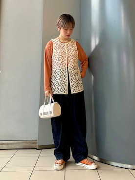 「URBAN RESEARCH（アーバンリサーチ）の2wayコードレースベスト（ベスト）」を使った、MINAMIさん（レディース・158cm）の秋コーディネート