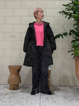 「冬の差し色コーデ」｜MINAMIさん（レディース・158cm）の冬コーディネート