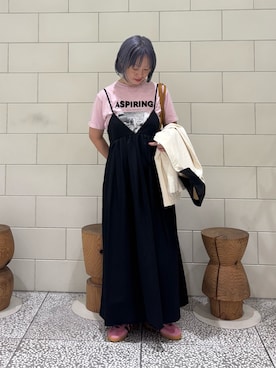 「アイテム（カバーオール、ベージュ系）」を使った、MINAMIさん（レディース・158cm）の秋コーディネート