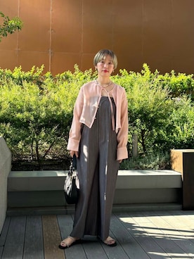 「アイテム（サロペット/オーバーオール、グレー系）」を使った、MINAMIさん（レディース・158cm）の夏コーディネート