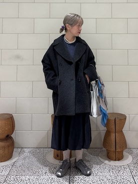 「URBAN RESEARCH（アーバンリサーチ）のTICCA　ピーコート（その他アウター、グレー系）」を使った、MINAMIさん（レディース・158cm）の秋コーディネート