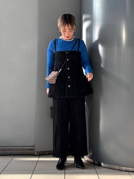 「アイテム（セットアップ、ブラック系）」を使った、MINAMIさん（レディース・158cm）の秋コーディネート