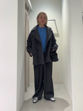 「アイテム（ピーコート）」を使った、MINAMIさん（レディース・158cm）の冬コーディネート