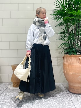 「URBAN RESEARCH（アーバンリサーチ）のハイウエストバルーンスカート（スカート）」を使った、MINAMIさん（レディース・158cm）の冬コーディネート