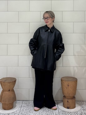 「アイテム（メガネ、グリーン系）」を使った、MINAMIさん（レディース・158cm）の秋コーディネート