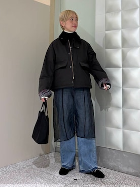 「アイテム（その他アウター、ブラック系）」を使った、MINAMIさん（レディース・158cm）の秋コーディネート