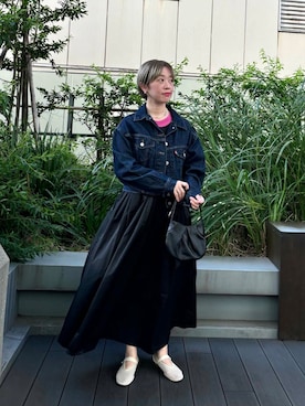 「アイテム（デニムジャケット）」を使った、MINAMIさん（レディース・158cm）の夏コーディネート