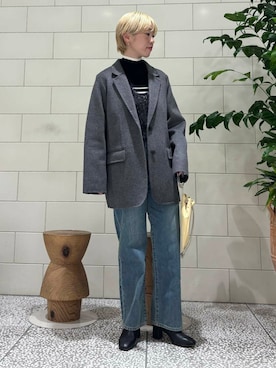 「骨格ウェーブ」｜「アイテム（その他アウター）」を使った、MINAMIさん（レディース・158cm）の秋コーディネート