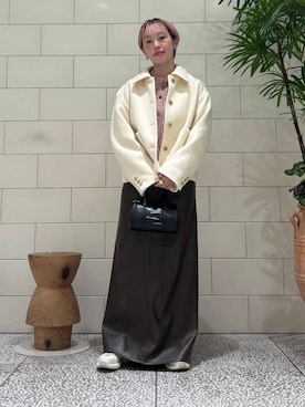 「冬の差し色コーデ」｜MINAMIさん（レディース・158cm）の冬コーディネート