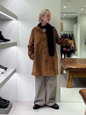 「アイテム（ストール/ショール）」を使った、MINAMIさん（レディース・158cm）の秋コーディネート