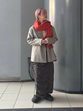 「冬の差し色コーデ」｜「アイテム（ジャケット/アウター）」を使った、MINAMIさん（レディース・158cm）の冬コーディネート