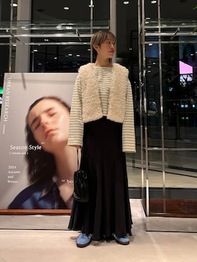 「アイテム（その他アウター、ホワイト系）」を使った、MINAMIさん（レディース・158cm）の秋コーディネート