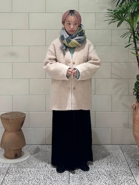 「冬の差し色コーデ」｜MINAMIさん（レディース・158cm）の冬コーディネート