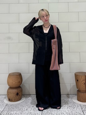 「URBAN RESEARCH（アーバンリサーチ）のnew basic　SHEER VOILE SAILOR SHIRTS（シャツ/ブラウス、ブラック系）」を使った、MINAMIさん（レディース・158cm）の春コーディネート