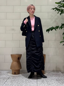 「冬の差し色コーデ」｜MINAMIさん（レディース・158cm）の冬コーディネート