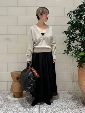 「URBAN RESEARCH（アーバンリサーチ）のレザーボストンバッグ（ボストンバッグ）」を使った、MINAMIさん（レディース・158cm）の秋コーディネート