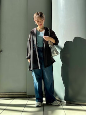 「骨格ウェーブ」｜「アイテム（その他アウター）」を使った、MINAMIさん（レディース・158cm）の秋コーディネート