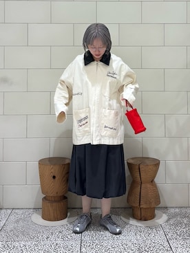 「アイテム（カバーオール、ベージュ系）」を使った、MINAMIさん（レディース・158cm）の秋コーディネート