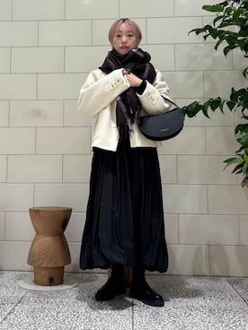 「冬の差し色コーデ」｜「アイテム（ワンピース/ドレス）」を使った、MINAMIさん（レディース・158cm）の冬コーディネート